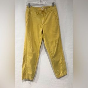 ⚪️❄️ANTHROPOLOGY Women’s Mid Rise Yellow Ankle Pants 100% Cotton, Size 27